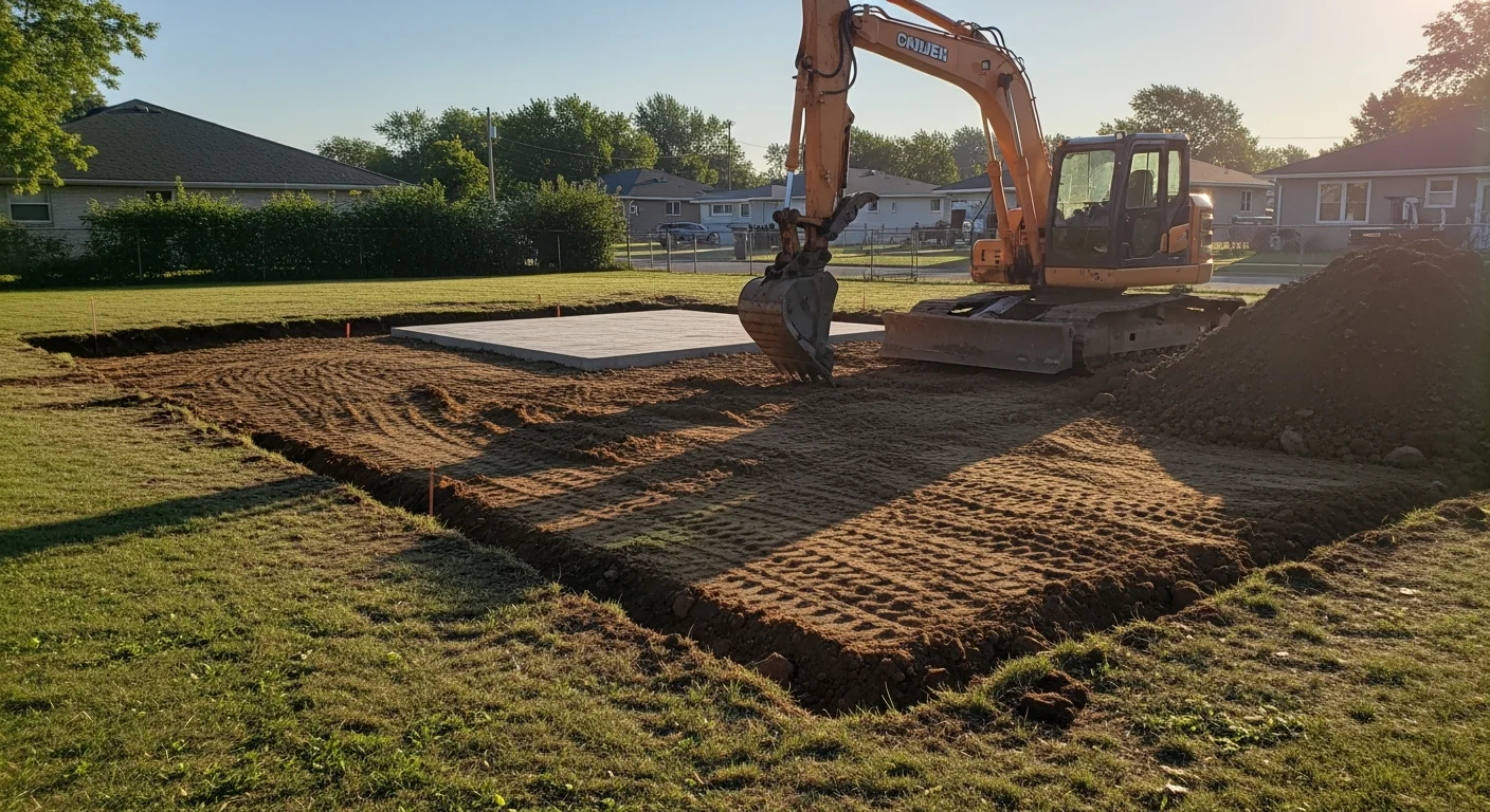Excavation equipment clearing and preparing land for construction